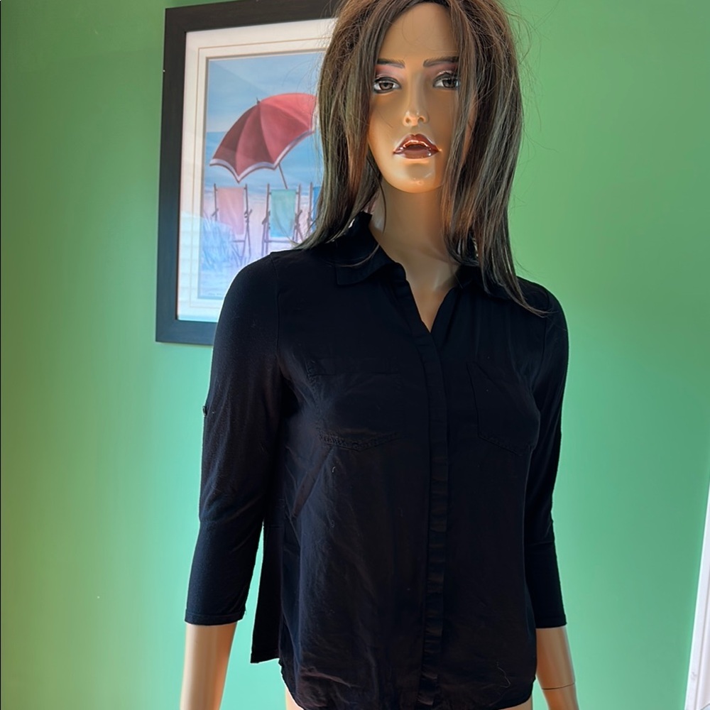 🩶🩶INC International Concepts Black Button Down Top With Back Slit🩶🩶